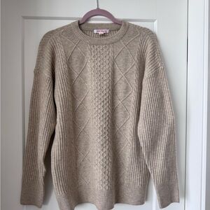 Beige Cable Knit Sweater & Skirt Set